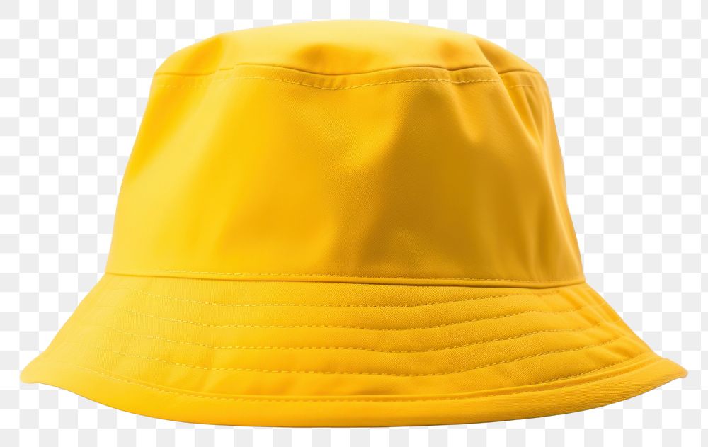 PNG Bucket hat yellow white background headwear. 