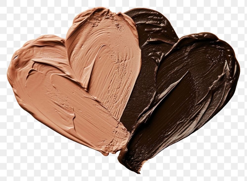 PNG Makeup foundation swatch brown and pink brown shape heart chocolate dessert studio shot.