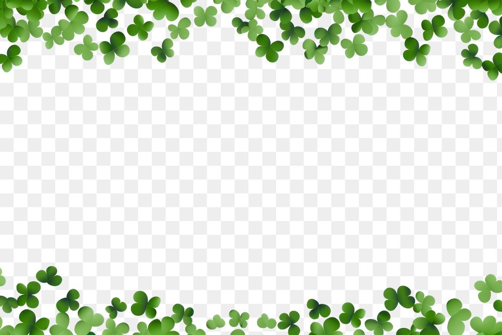 PNG  Clover leaves are scattered in the form of a border backgrounds plant green.