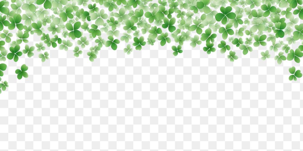 PNG  Clover leaves are scattered in the form of a border backgrounds pattern plant.