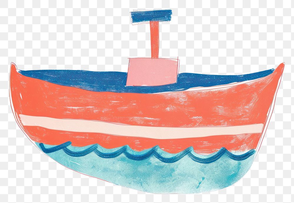 PNG  Boat painting vehicle white background. AI generated Image by rawpixel.