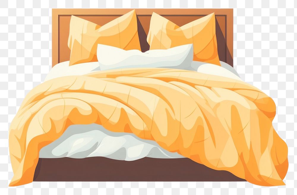PNG  A bed with pillows furniture blanket bedroom. AI generated Image by rawpixel.