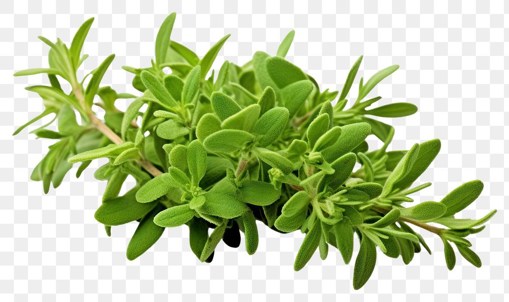 PNG Thyme leaf plant herbs white background.