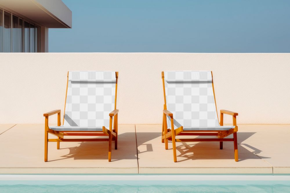 Poolside chair png transparent mockup