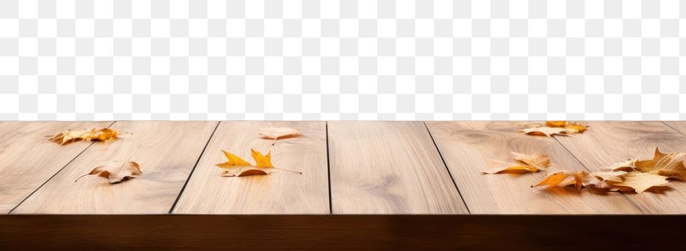 PNG Wooden table with blur autumn leaves nature background backgrounds outdoors plant. AI generated Image by rawpixel.