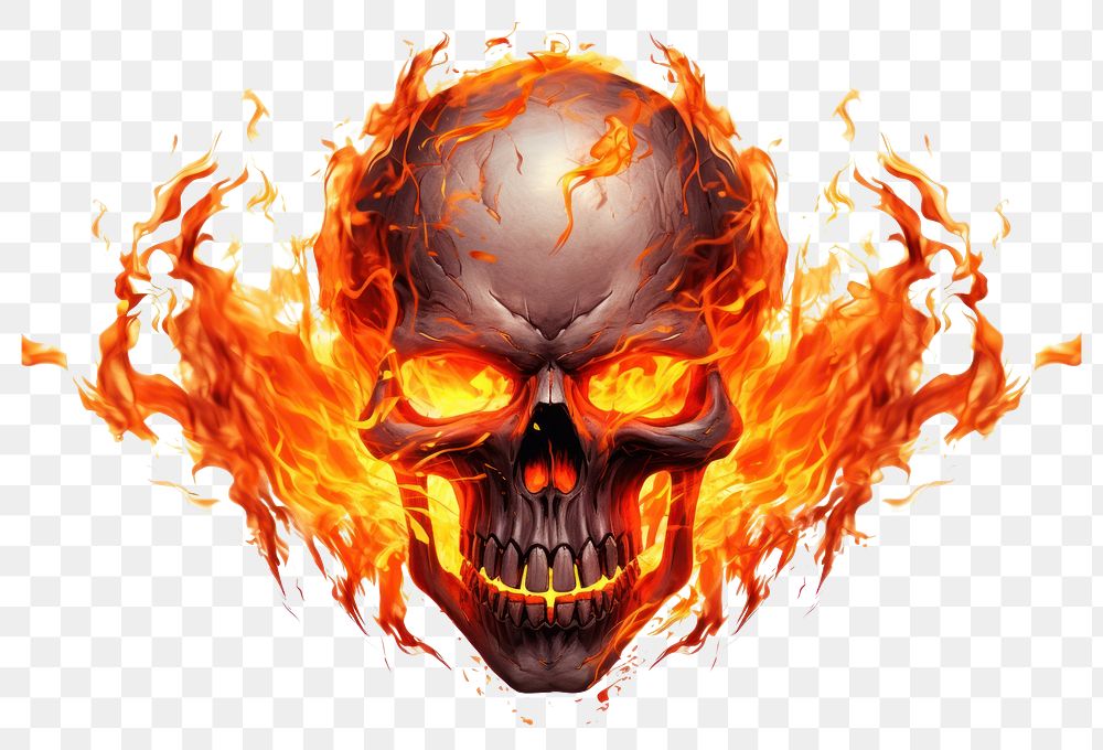PNG Fire skull creativity explosion glowing.