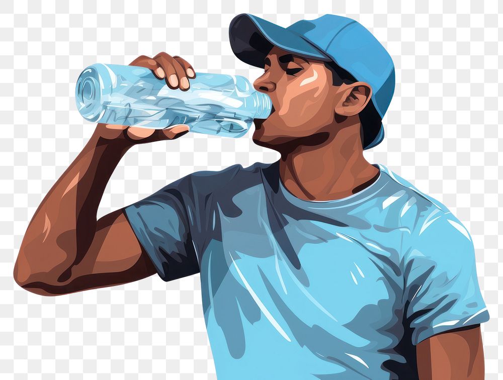 PNG Drinking a bottle of water person adult refreshment.