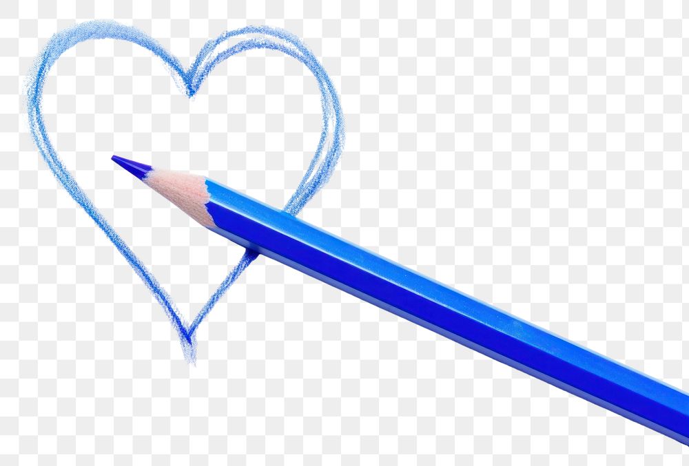 PNG  Drawing heart pencil paper blue.