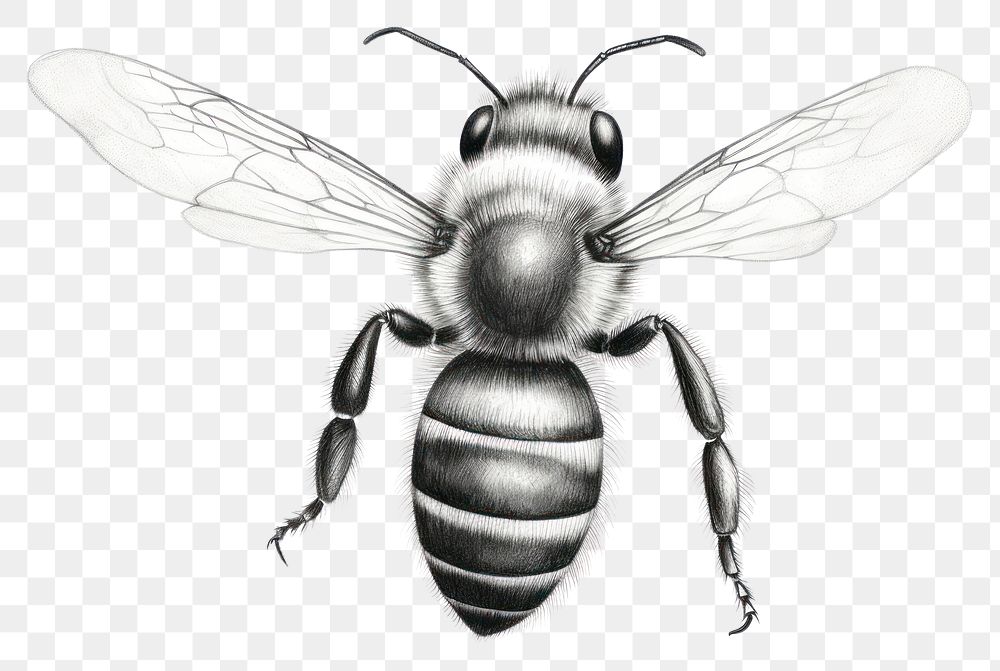 PNG Bee drawing insect animal. AI generated Image by rawpixel.