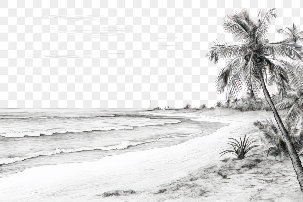 PNG Beach drawing sketch outdoors. AI generated Image by rawpixel.