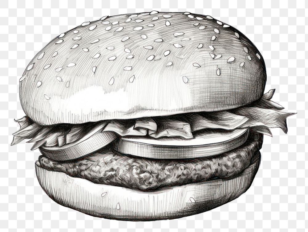 PNG Burger drawing sketch food. AI generated Image by rawpixel.