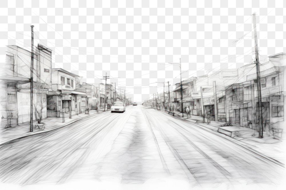 PNG Urban road drawing sketch vehicle. AI generated Image by rawpixel.