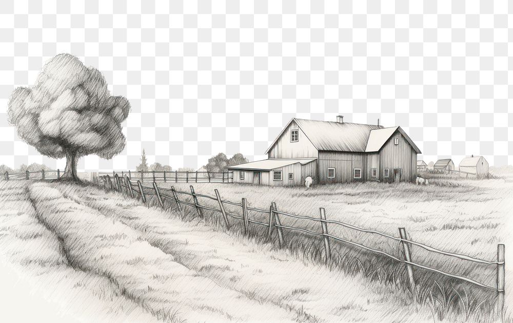 PNG Farm drawing sketch outdoors. AI generated Image by rawpixel.