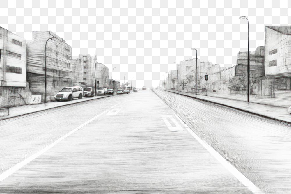 PNG Urban road drawing sketch vehicle. AI generated Image by rawpixel.