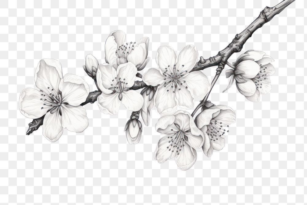 PNG Cherry blossom drawing sketch flower. AI generated Image by rawpixel.