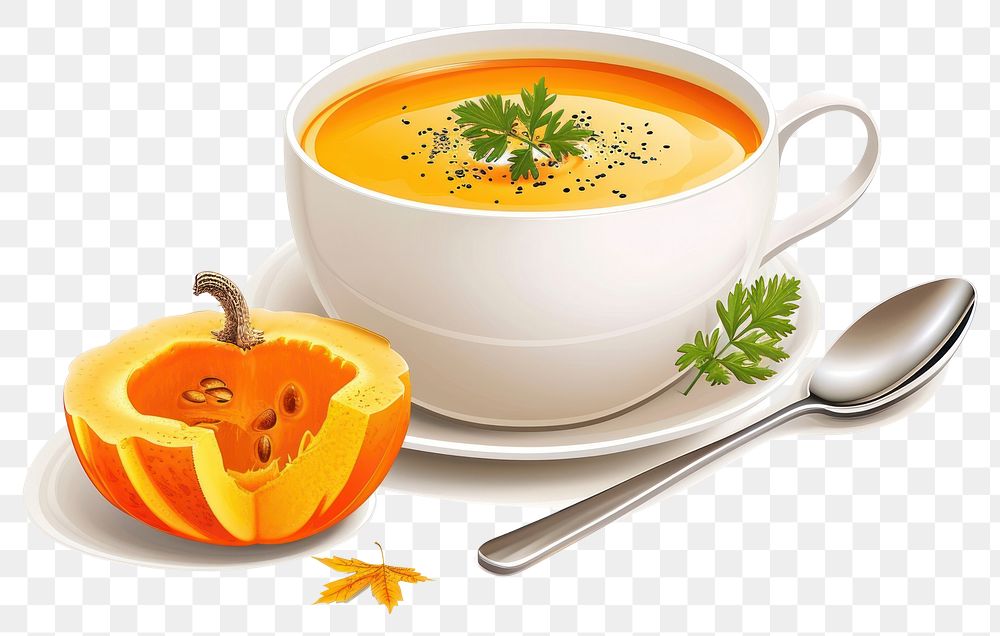 PNG Pumpkin soup vegetable spoon plant.