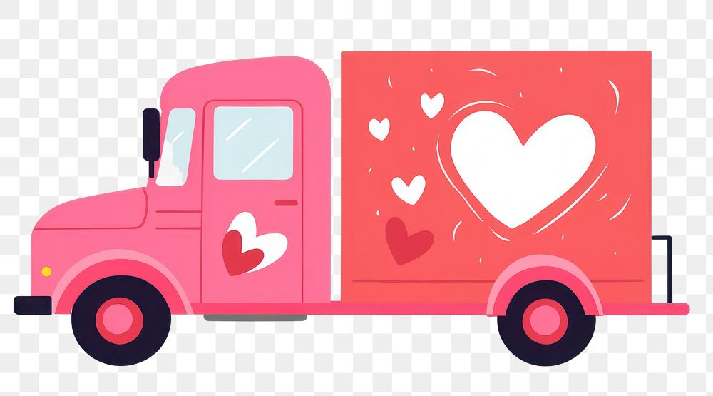 PNG  Heart truck vehicle van white background. AI generated Image by rawpixel.