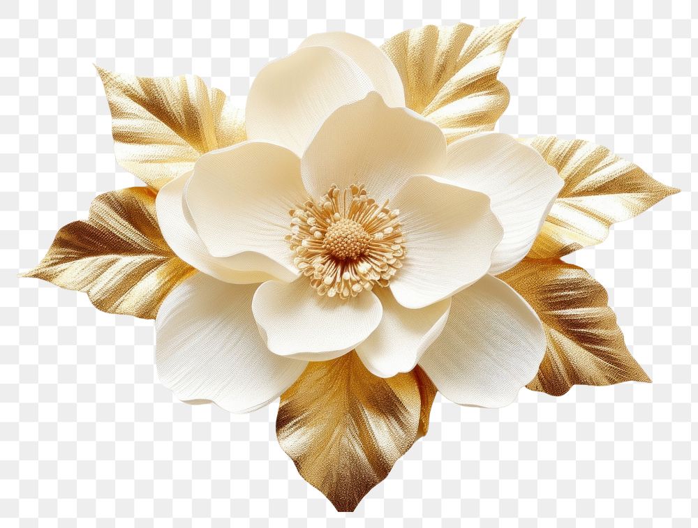 PNG Gold magnolia flower jewelry brooch plant.