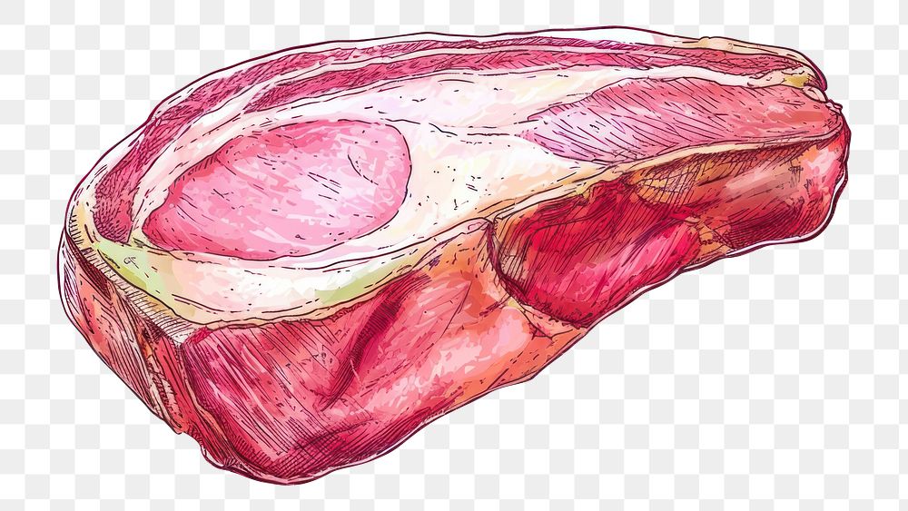PNG  Fresh pork drawing sketch meat.