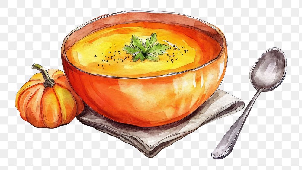 PNG  Pumpkin soup vegetable spoon plant.