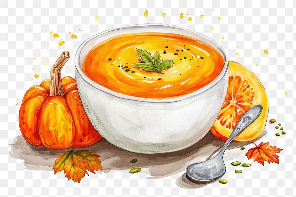 PNG Pumpkin soup vegetable plant food.