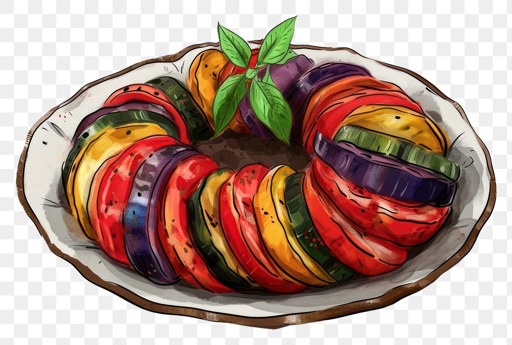 PNG Ratatouille on dish food confectionery accessories.