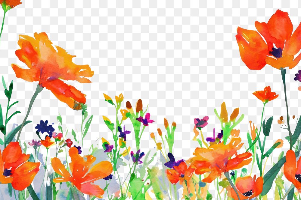 PNG Orange flowers backgrounds outdoors pattern.