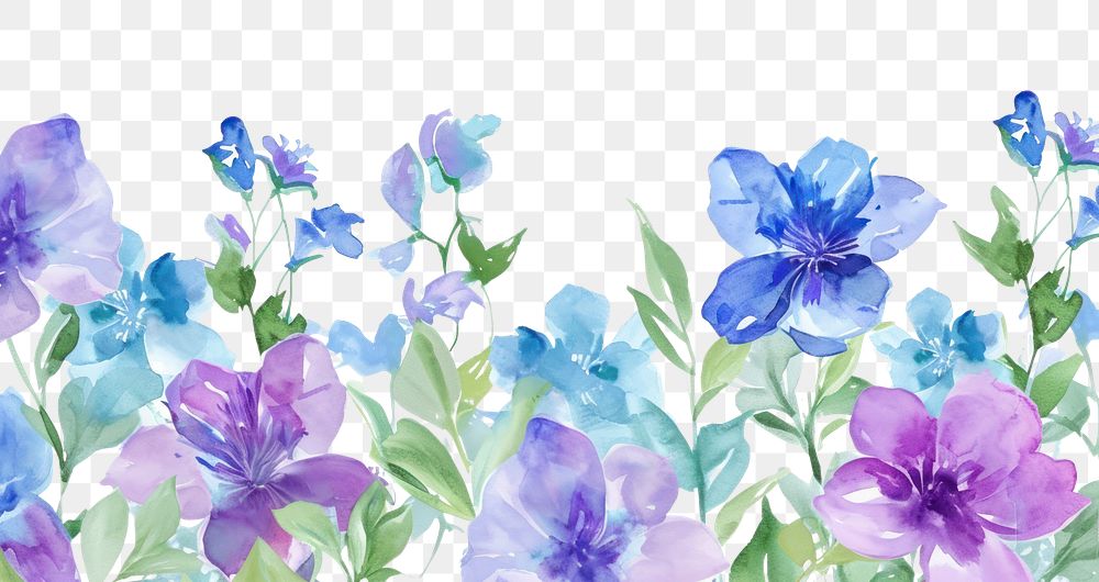 PNG Purple and blue flowers backgrounds blossom nature.