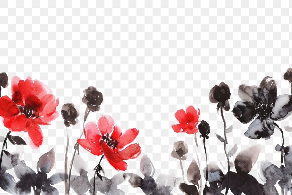 PNG Red and black flowers backgrounds petal plant.