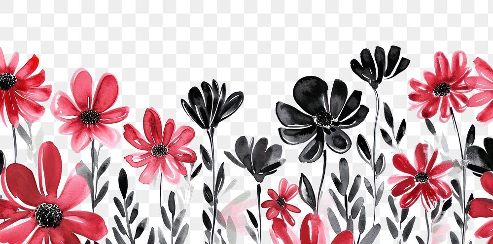 PNG Red and black flowers backgrounds pattern petal.