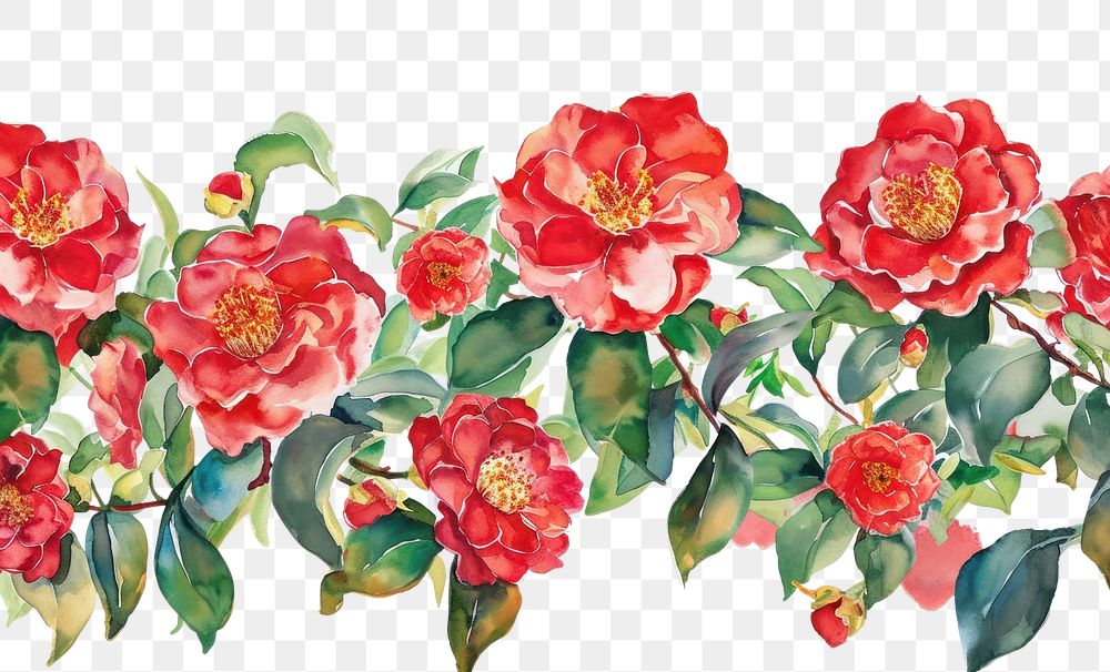 PNG Red camellia flowers pattern plant petal.