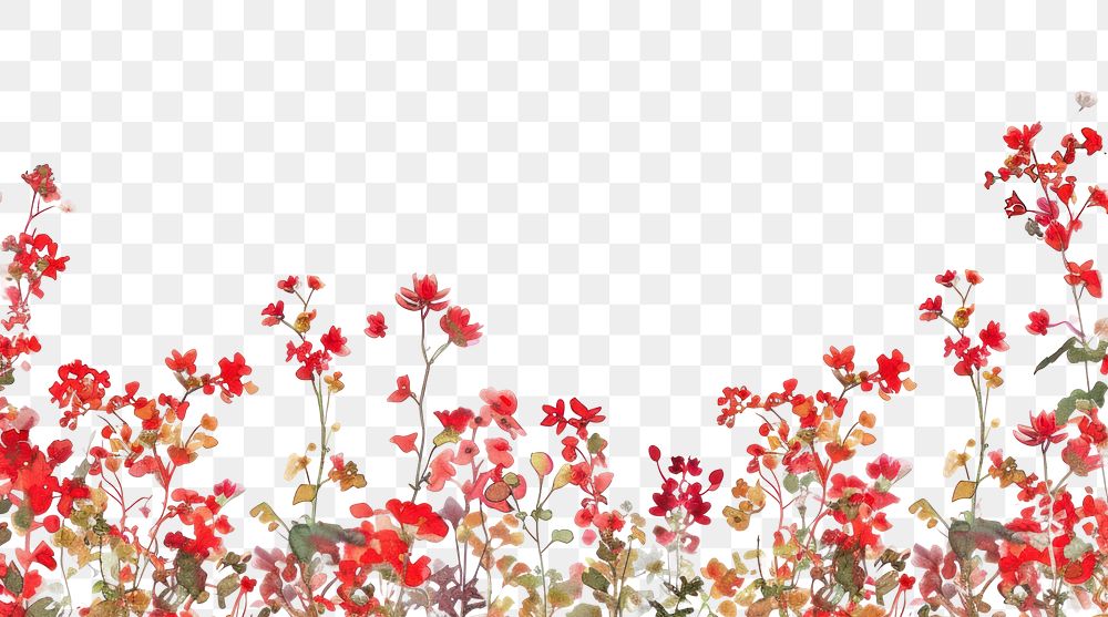 PNG Red tiny flowers backgrounds outdoors pattern.