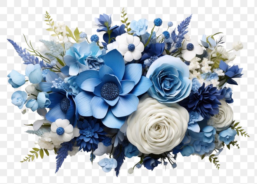 PNG  Blue floral bouquet flower plant white