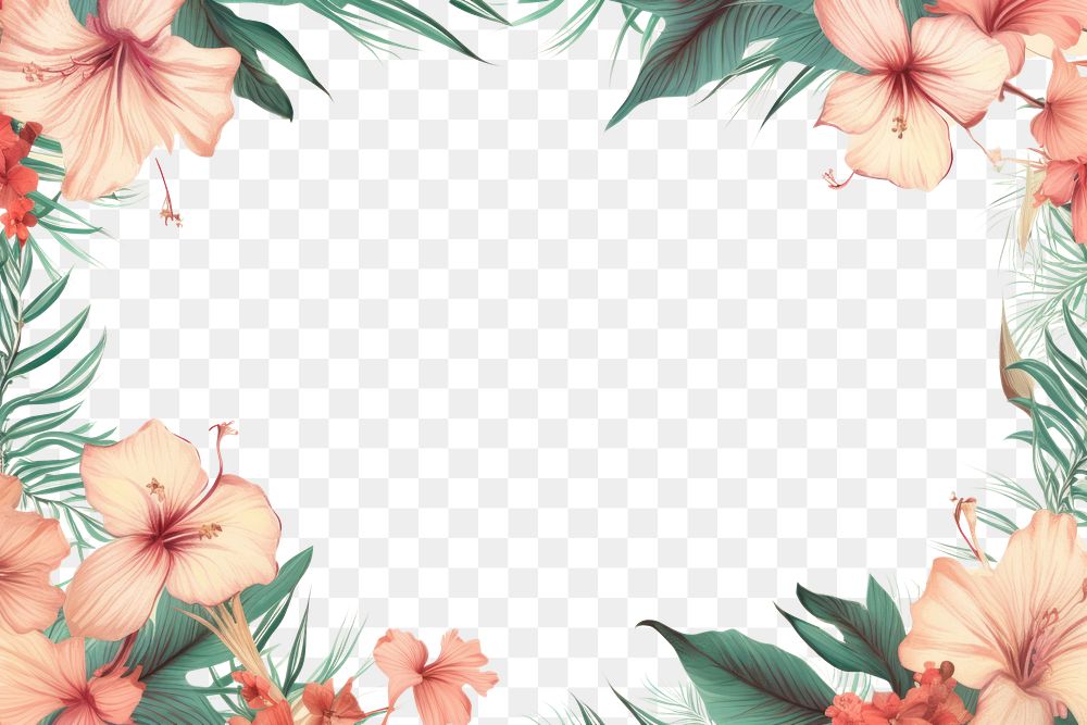 PNG Frame on leopad flower backgrounds hibiscus.