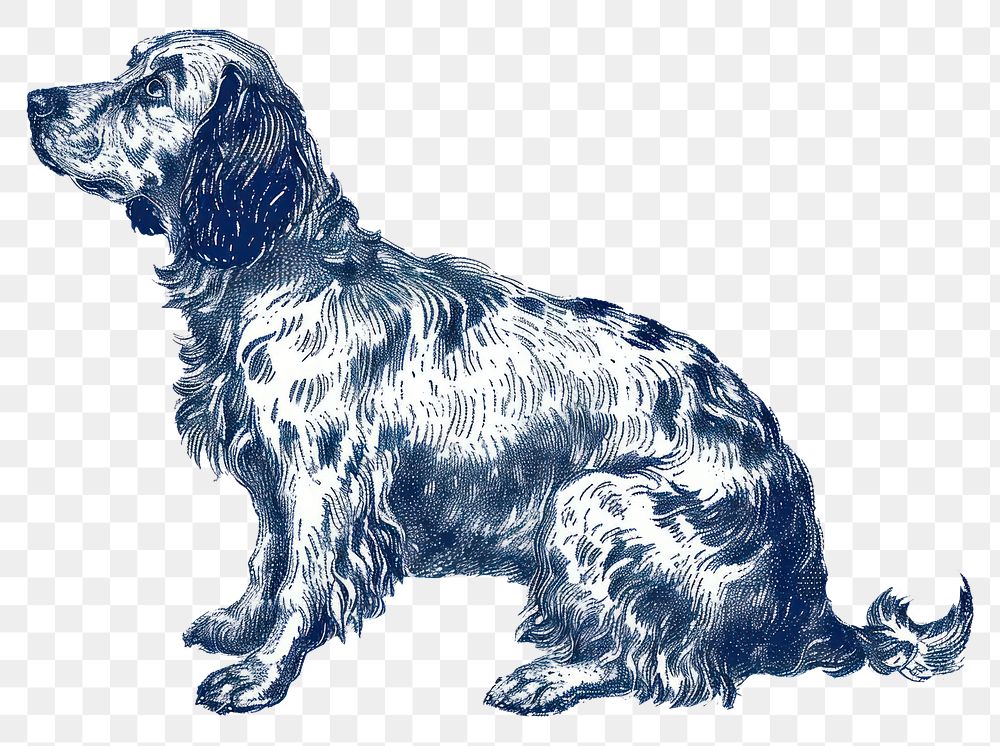 PNG  Antique of dog drawing sketch spaniel.