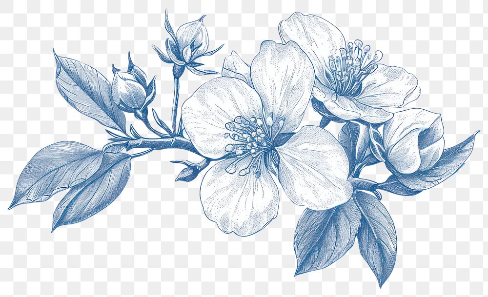 PNG  Antique of flower drawing sketch blossom.