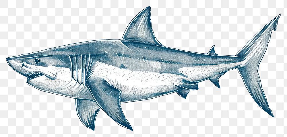 PNG  Antique of shark drawing animal sketch.