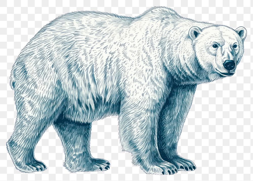 PNG  Antique of polar bear wildlife drawing mammal.