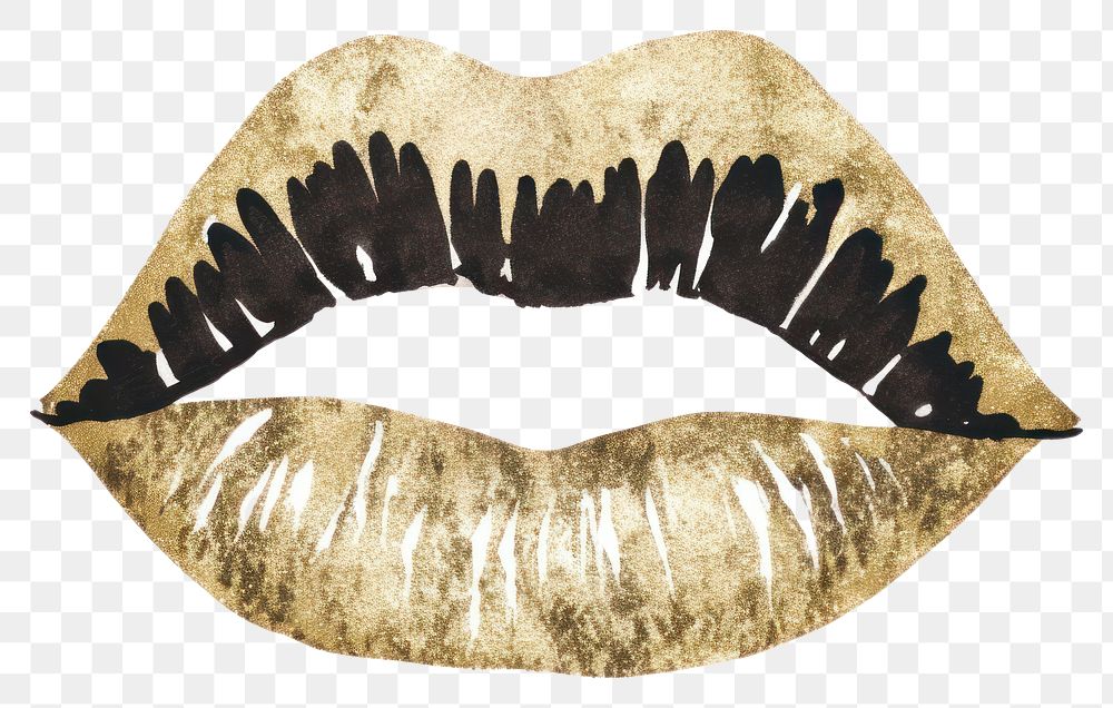 PNG  Lips shape ripped paper white background moustache lipstick.