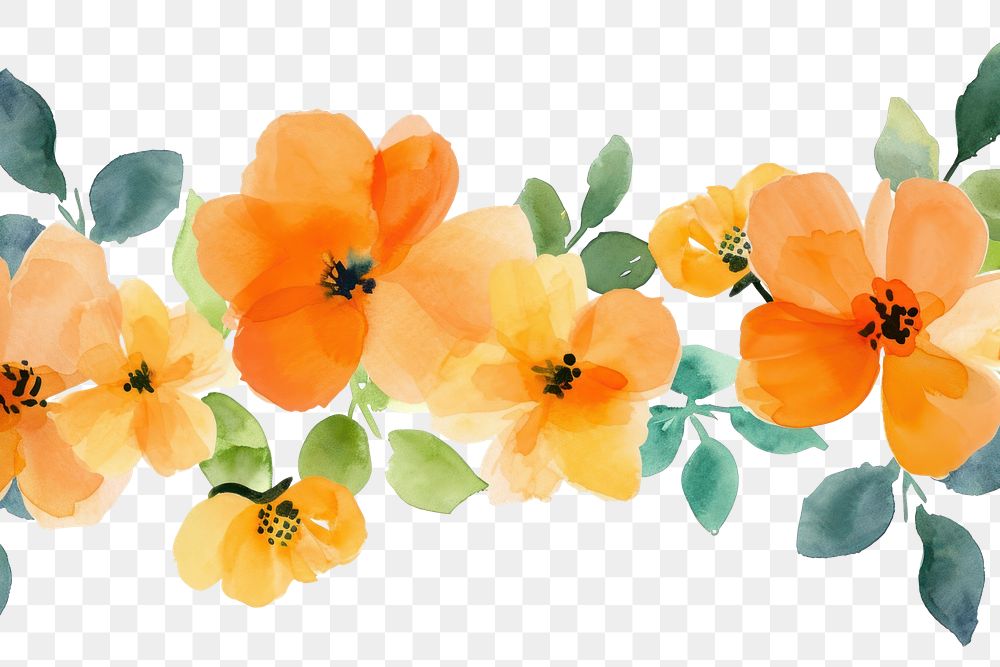 PNG  Orange flower pattern nature plant.
