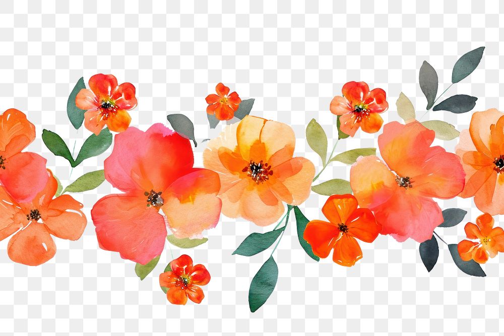 PNG  Orange flower pattern petal plant.