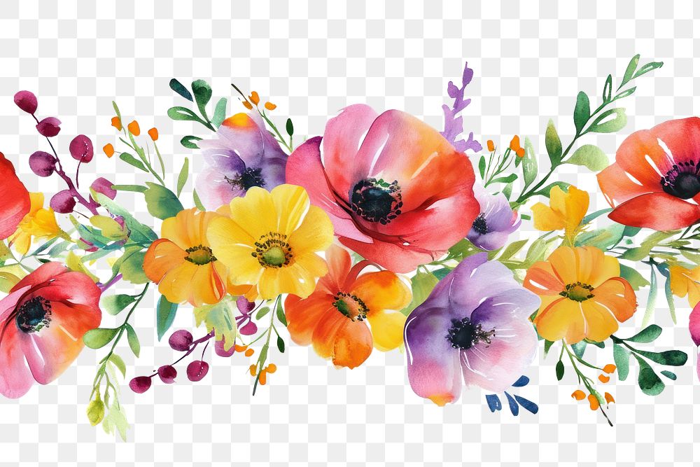 PNG  Bouquet painting pattern flower.
