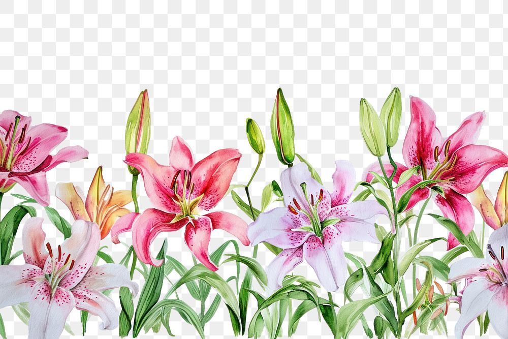 PNG  Lily border blossom flower nature.