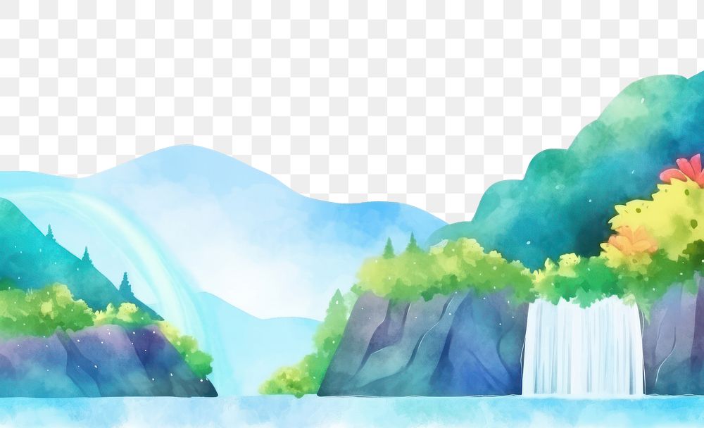 PNG  Waterfall nature outdoors painting.