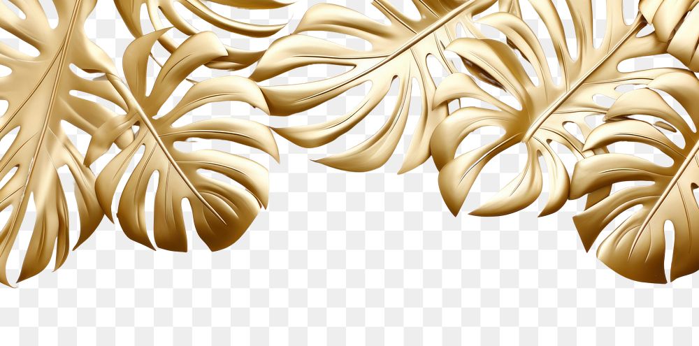 PNG  Gold monstera leaves border backgrounds jewelry plant.