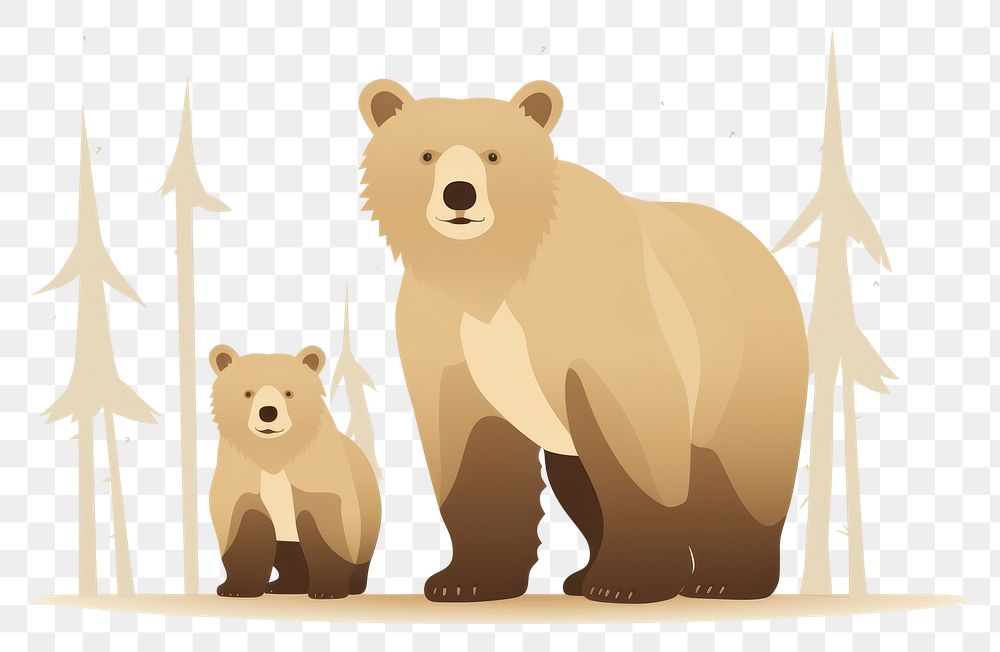 PNG Bear and cub wildlife mammal animal.