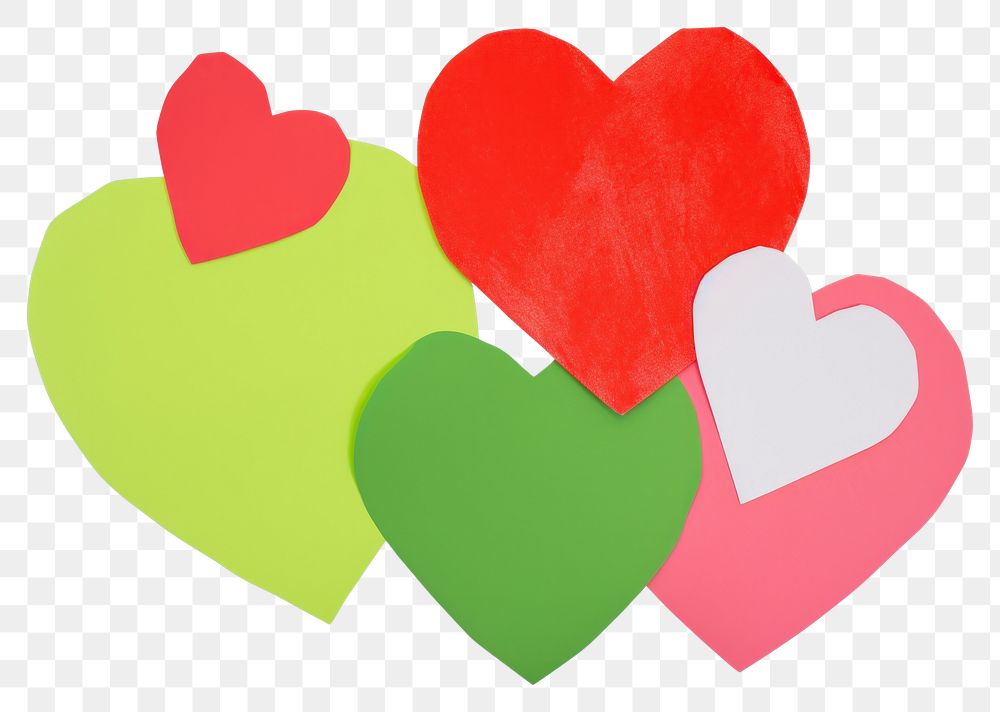 PNG  Green heart paper red.