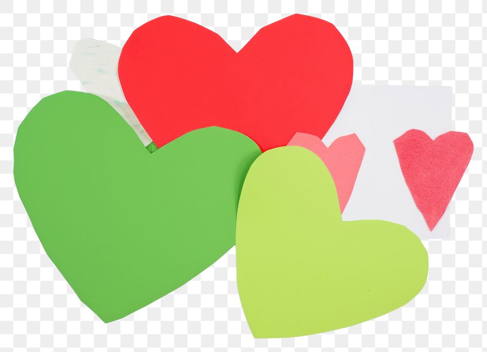 PNG  Green heart paper red.