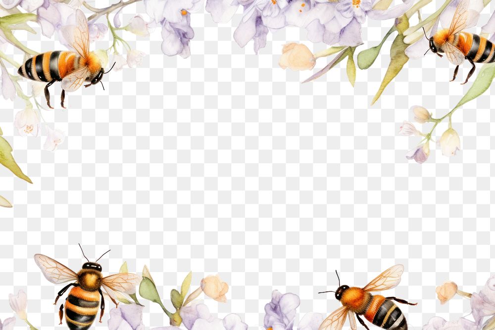 PNG  Painting bees border nature insect animal.