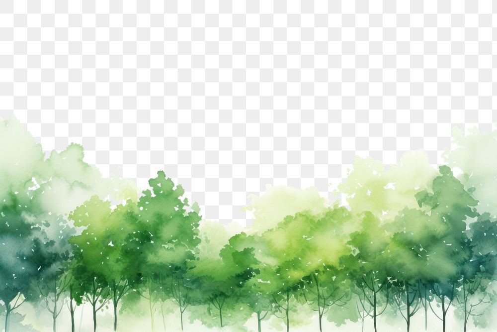 PNG Painting of trees nature green land.